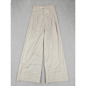 St John Pants Womens 29 Beige Wide Leg Pleated Twill Dress Work Career USA